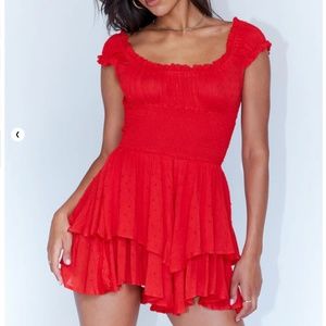 Princess Polly Red Love Galore Romper Size 4